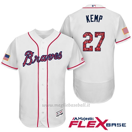 Maglia Baseball Uomo Atlanta Braves 2017 Estrellas y Rayas 27 Matt Kemp Bianco Flex Base
